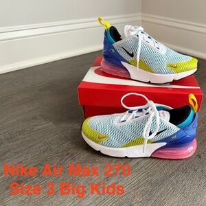 Nike Air Max 270 Kids' Sneakers - Blue, White, Yellow, Pink